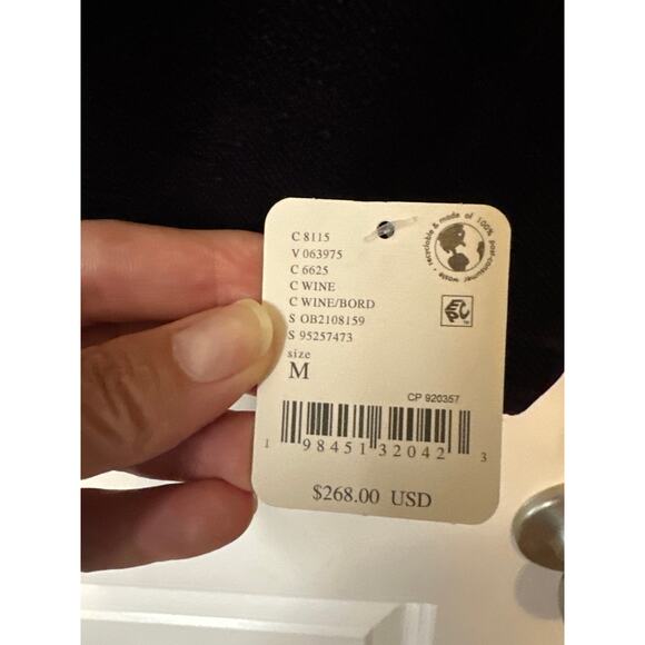 We The Free Suzy Flocked Denim Jacket NWT Wine Burgundy Size M - Picture 9 of 12